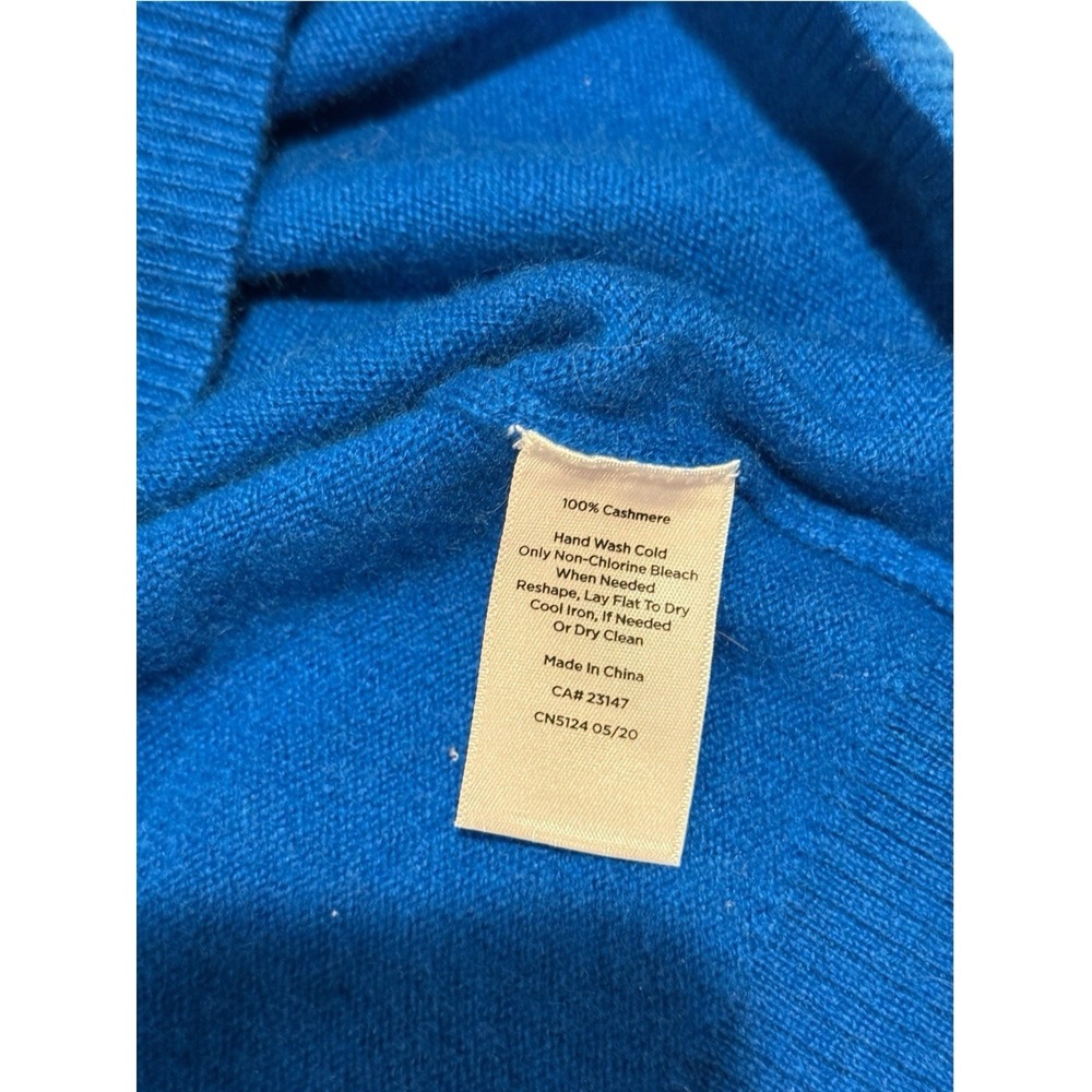 NWT Talbots Petite 100% Cashmere Blue Crew Neck Pullover Sweater PM ECU - Picture 10 of 11